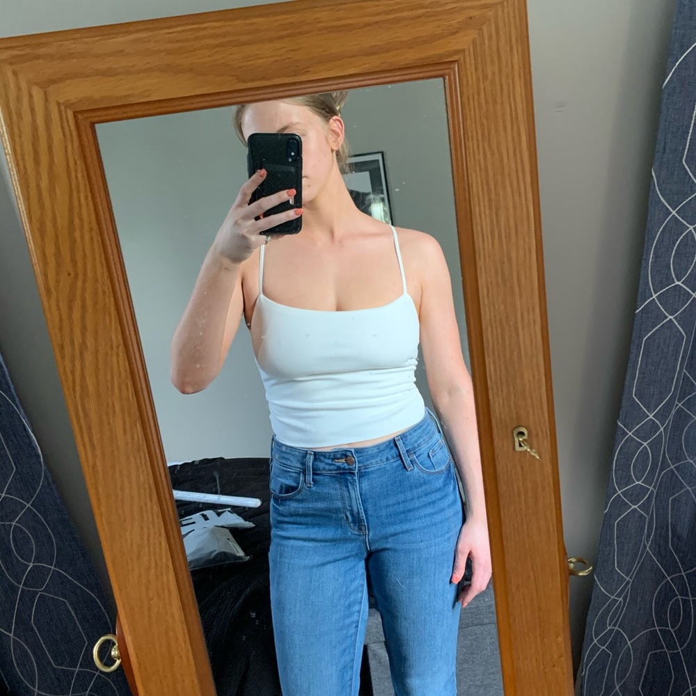 SHEIN | White Square Neck Lace Up Backless Cami Top - Size Large